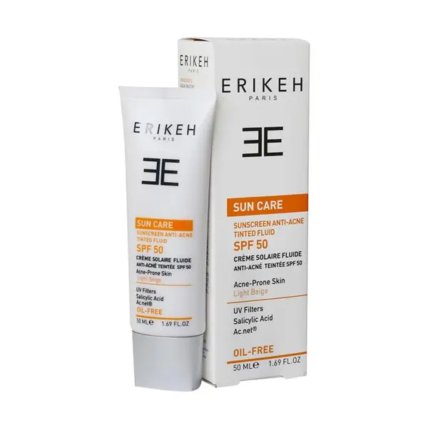 فلوئید ضد آفتاب و ضد جوش بی رنگ SPF50 اریکه Erikeh Sun Care - 2