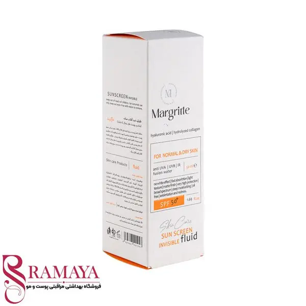فلوئید ضد آفتاب بدون رنگ مارگریت SPF 50 مدل fusion Water محافظ UVA و UVB، ضد لک و روشن کننده، مناسب برای پوست های خشک و نرمال حجم 50 میلی لیتر - 3
