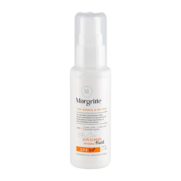 فلوئید ضد آفتاب بدون رنگ مارگریت SPF 50 مدل fusion Water محافظ UVA و UVB، ضد لک و روشن کننده، مناسب برای پوست های خشک و نرمال حجم 50 میلی لیتر - 2