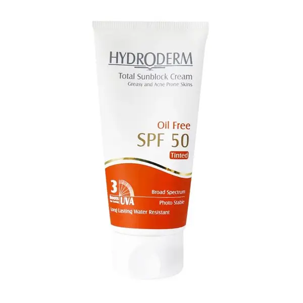 ضد آفتاب رنگی فاقد چربی SPF50 پوست چرب و آکنه دار حجم ۵۰ میلی لیتر هیدرودرم Hydroderm - 2