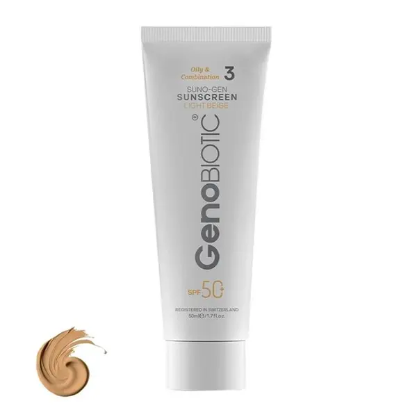کرم ضدآفتاب رنگی ژنوبایوتیک SPF 50 مدل SUNO محافظ UVA ،UVB، مناسب پوست‌های چرب، حجم 50 میلی‌لیتر - 2