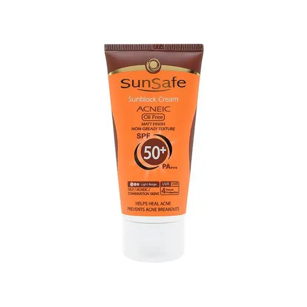 کرم ضد آفتاب رنگی فاقد چربی SPF50 سان سیف Sun Safe وزن 50 گرم - 4