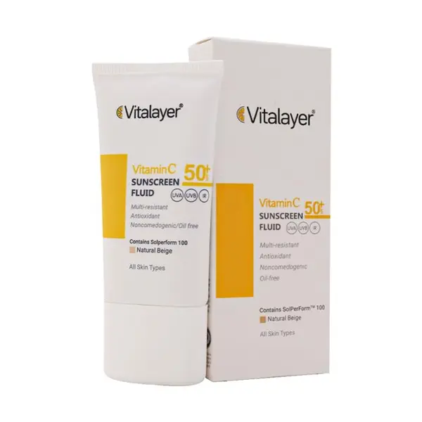 فلوئید ضد آفتاب SPF 50 ویتالیر مدل Vitamin C حجم 50 میلی لیتر - بژ طبیعی - 3