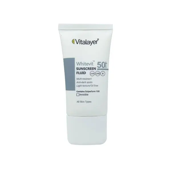 فلوئید ضد آفتاب SPF 50 ویتالیر مدل Whitevit مناسب انواع پوست کدر و دارای لک حجم 50 میلی لیتر - بی رنگ - 2