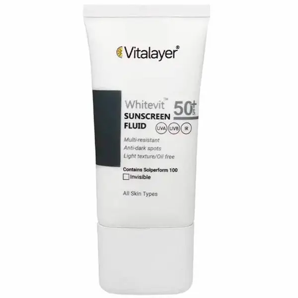 فلوئید ضد آفتاب SPF 50 ویتالیر مدل Whitevit مناسب انواع پوست کدر و دارای لک حجم 50 میلی لیتر - بی رنگ - 5