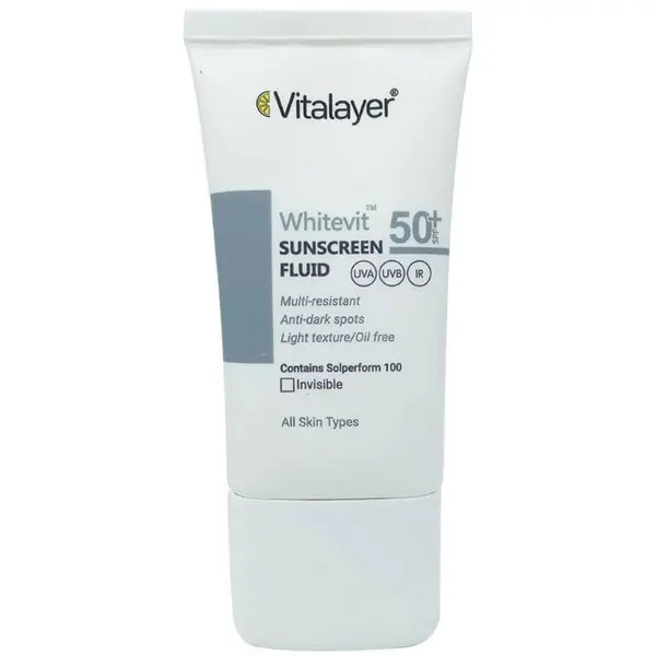 فلوئید ضد آفتاب SPF 50 ویتالیر مدل Whitevit مناسب انواع پوست کدر و دارای لک حجم 50 میلی لیتر - بی رنگ - 3