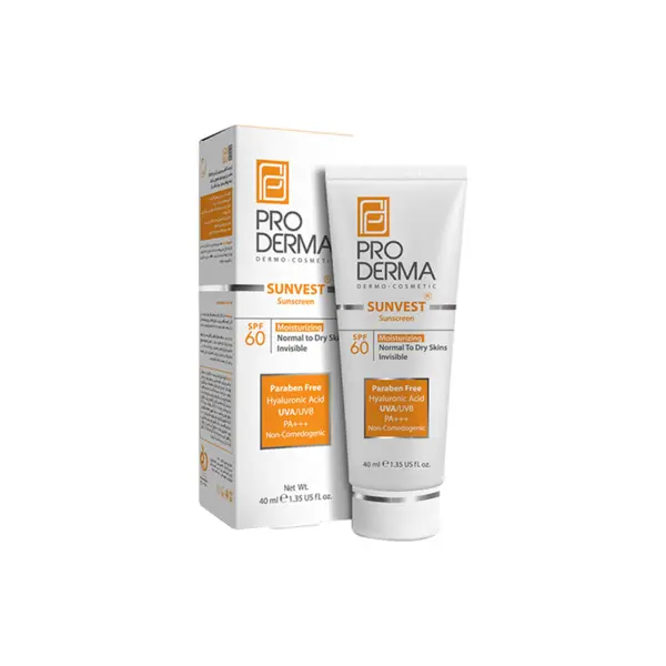 کرم ضد آفتاب و مرطوب کننده پرودرما مدل  SPF60 حجم 40 میلی لیتر
