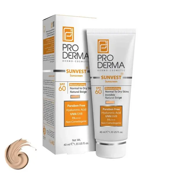کرم ضد آفتاب رنگی پرودرما SPF60 مدل Sunvest ‌مناسب پوست معمولی و خشک حجم 40 میلی‌لیتر - 2