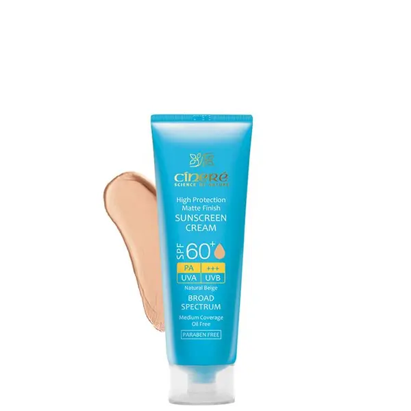 کرم ضد آفتاب مات رنگی سینره مناسب پوست چرب و جوش دار +SPF60 بژ طبیعی 50 میل - 5