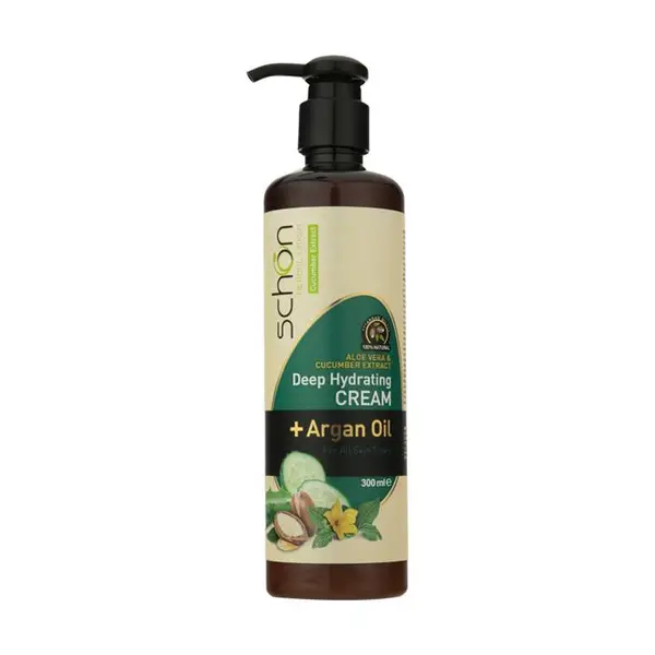 کرم مرطوب کننده پمپی آلوئه ورا و خیار شون حاوی آرگان مناسب انواع پوست 300ml - 2