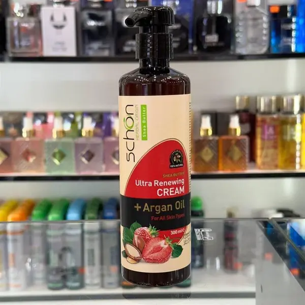 کرم مرطوب کننده پمپی توت فرنگی شون حاوی آرگان مناسب انواع پوست 300ml - 3