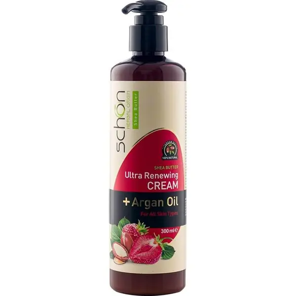 کرم مرطوب کننده پمپی توت فرنگی شون حاوی آرگان مناسب انواع پوست 300ml - 2