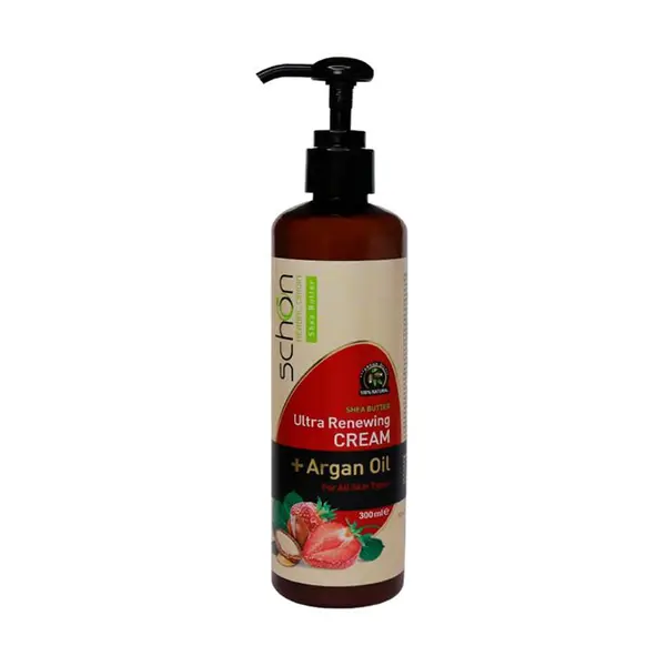 کرم مرطوب کننده پمپی توت فرنگی شون حاوی آرگان مناسب انواع پوست 300ml - 5
