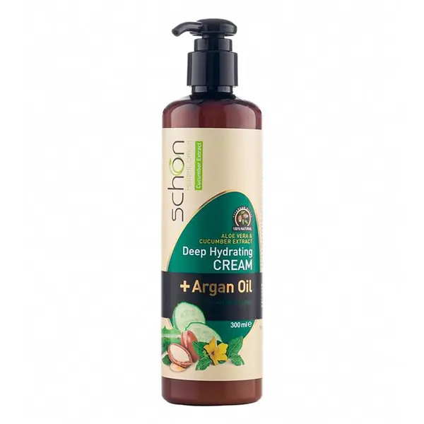 کرم مرطوب کننده پمپی آلوئه ورا و خیار شون حاوی آرگان مناسب انواع پوست 300ml - 5