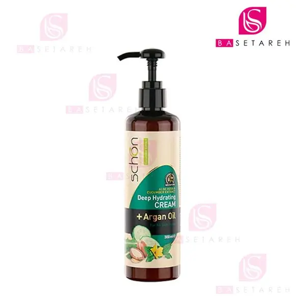 کرم مرطوب کننده پمپی آلوئه ورا و خیار شون حاوی آرگان مناسب انواع پوست 300ml - 3