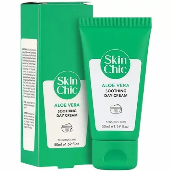 کرم مرطوب کننده التیام بخش روز اسکین شیک مدل Aloe Vera آلوئه ورا پوست حساس حجم 50 میلی لیتر - 4