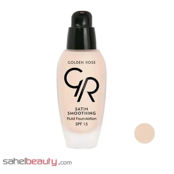 کرم پودرSPF15 گلدن رزمدل ساتین شماره24 golden rose Satin Smoothing Fluid Foundation حجم 34میل - 4