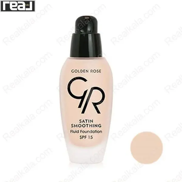 کرم پودرSPF15 گلدن رزمدل ساتین شماره24 golden rose Satin Smoothing Fluid Foundation حجم 34میل - 2