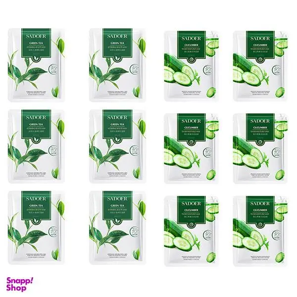 ماسک صورت سادور مدل خیار و چای سبز وزن 25 گرم بسته 12 عددی - 3