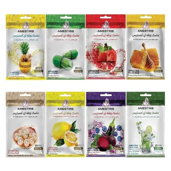 ماسک صورت آمستریس مدل میوه ای مناسب برای پوست خشک وزن 25 گرم بسته 8 عددی - 2