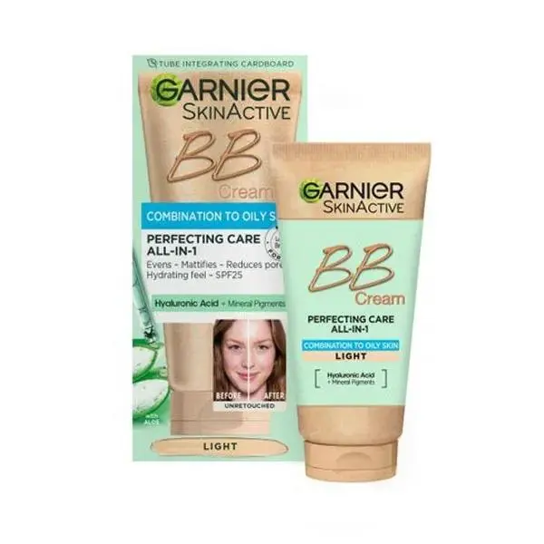 بی بی کرم 5 کاره گارنیر رنگ روشن مناسب پوست مختلط و چرب SPF25 حجم 50 میل - 5