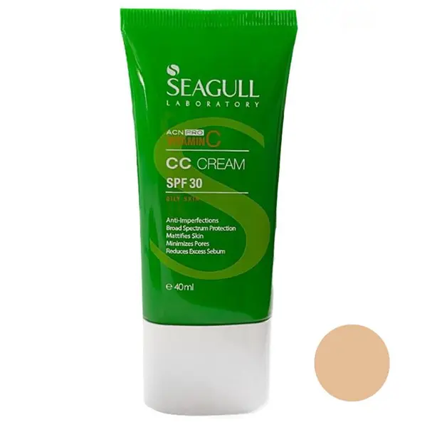 CC کرم رنگی متعادل کننده چربی پوست سی گل با SPF 30 حجم 40 میل seagull vitamin c cc cream - 2