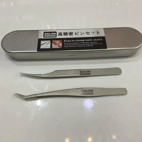 پنس  انبر 2تایی اکستنشن مژه سرکج و سرصاف حرفه ای سالن Salon - 5