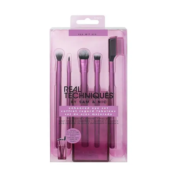 ست 5 عددی براش چشم ابرولیوان رو میزی ریل تکنیک REAL TECHNIQUES BY SAM & NICE enhanced eye set for shadow eyeliner mascara - 4