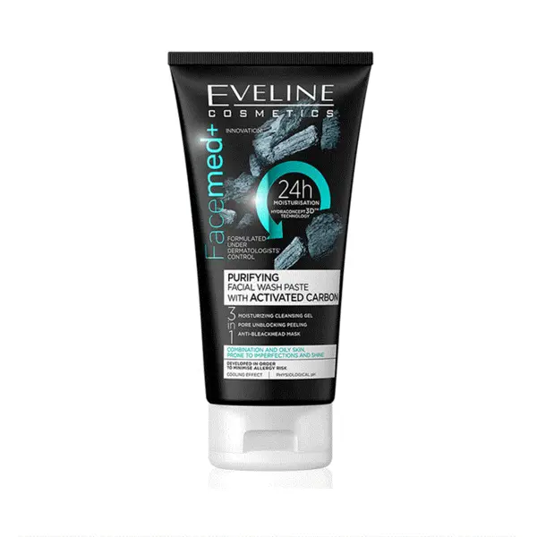 ژل شستشوی اولاین حاوی کربن فعال مخصوص پوست چرب و مختلط Eveline Facemed Purifying Facial Wash Paste with Activated Carbon150ml - 2