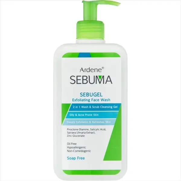 ژل شوینده و ساینده صورت پوست چرب و دارای آکنه سبوما SEBUGEL  آردن 350 میلی لیتر