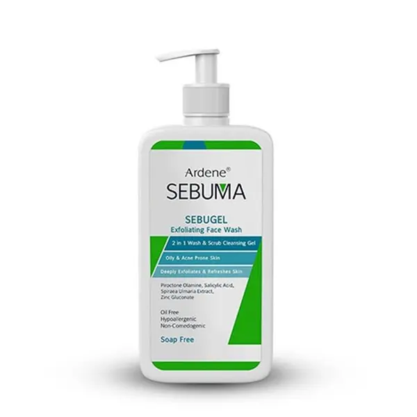 ژل شوینده و ساینده صورت پوست چرب و دارای آکنه سبوما SEBUGEL  آردن 350 میلی لیتر - 4