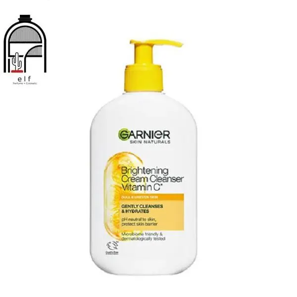 شوینده کرمی صورت گارنیر سری Skin Naturals مدل Garnier Brightening Cream Cleanser Vitamin C روشن کننده و مغذی پوست ،بدون سولفات حجم 250 میل