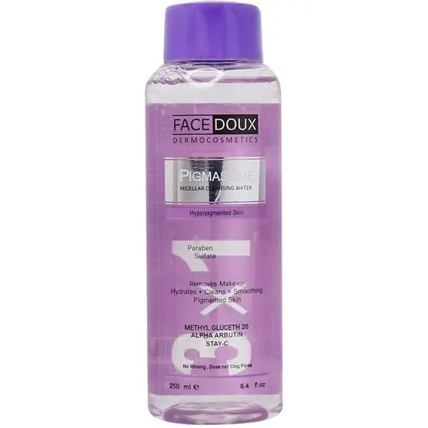 محلول پاک کننده آرایش پیگمازوم فیس دوکس مناسب پوست دارای لک 250 میل  Facedoux Pigmasome Micellar Cleansing Water - 2