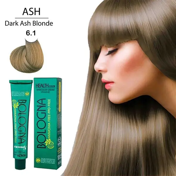 رنگ مو بدون آمونیاک و بدون پی پی دی بلونیا 100میل Dark Ash Blonde 6.1 - 3