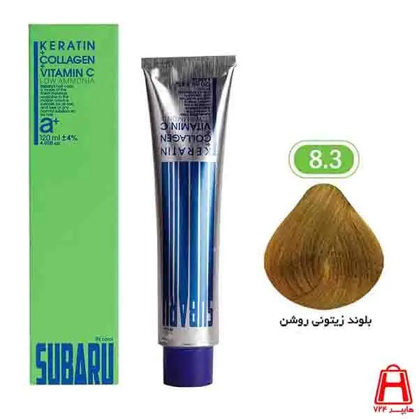رنگ مو سوبارو شماره 8.3 رنگ بلوند زیتونی روشن حجم 120 میلی - 3