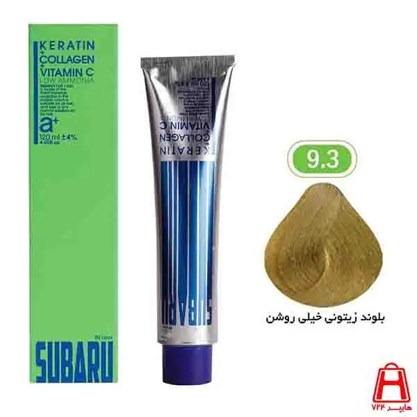 رنگ مو سوبارو شماره 9.3 بلوند زیتونی خیلی روشن حجم 120میلی لیتر - 3