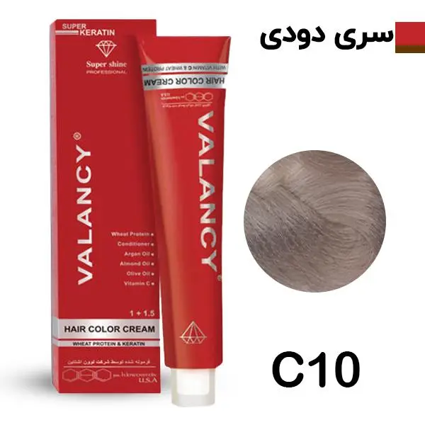 رنگ مو والانسی سری خاکستری مدل بلوند نقره ای شماره C10 - 6