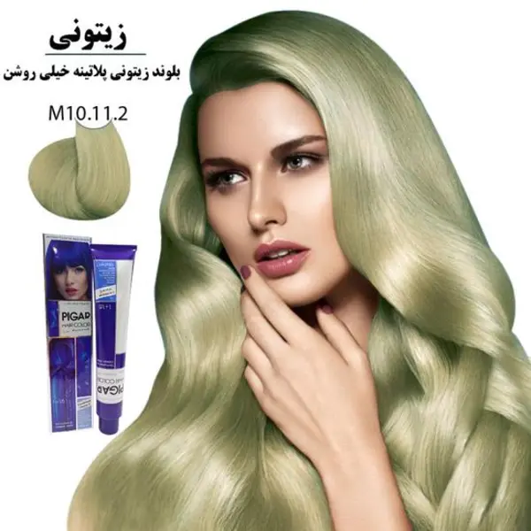 رنگ مو پیگار کراتینه بلوند زیتونی پلاتینه خیلی روشن M10-11.2 - 3