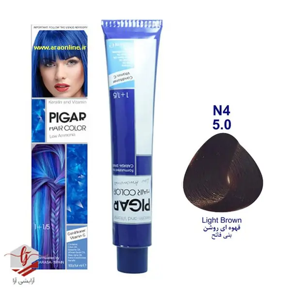 رنگ مو پیگار کراتینه قهوه ای روشن N4-5.0 - 6