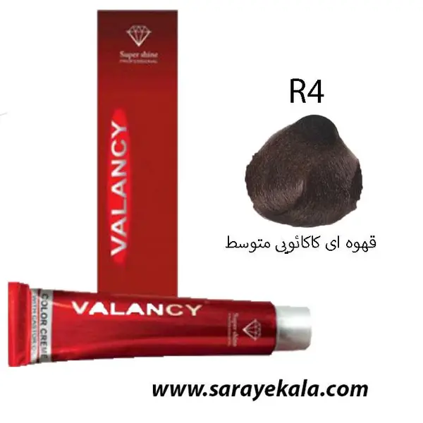 رنگ مو والانسی سری کاکائویی مدل قهوه ای کاکائویی متوسط شماره R4 - 4