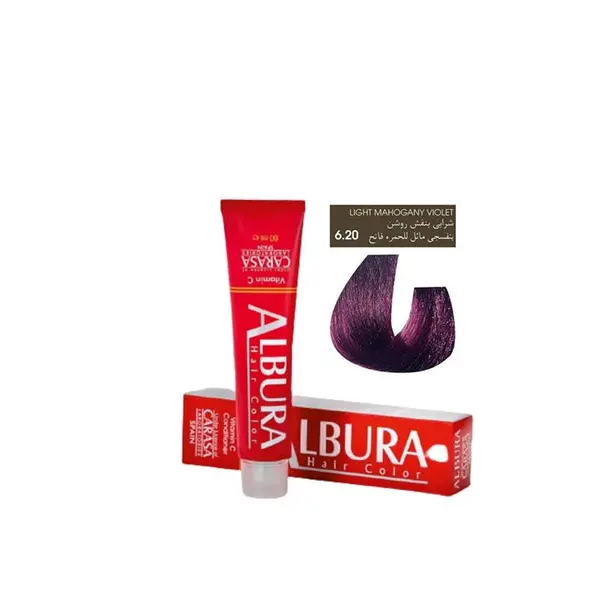 رنگ مو آلبورا مدل carasa شماره 6.20 حجم 100 میلی لیتر رنگ شرابی بنفش روشن