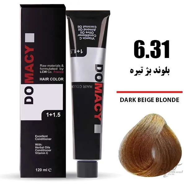 رنگ مو دوماسی سری بژ شماره 6.31 حجم 120 میلی لیتر رنگ بلوند بژ تیره - 6