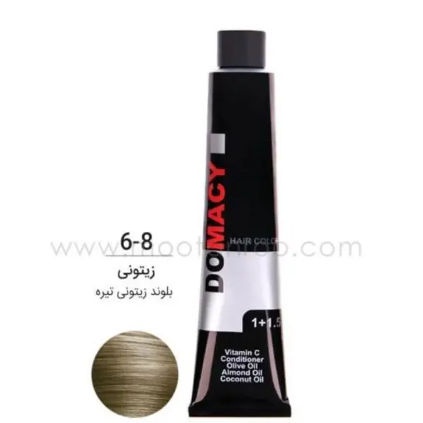 رنگ مو دوماسی سری زیتونی شماره 6.8 حجم 120 میلی لیتر رنگ بلوند زیتونی تیره - 3
