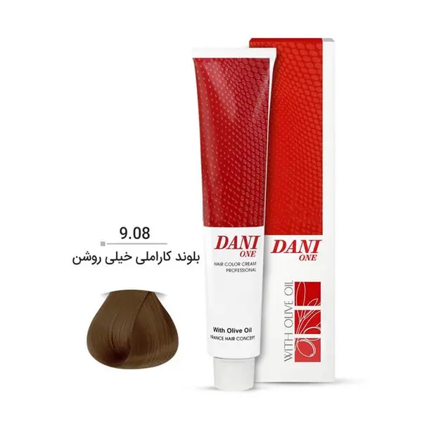 رنگ مو دنی وان شماره 9.08 حجم 100 میلی لیتر رنگ نسکافه‌ای خیلی روشن
