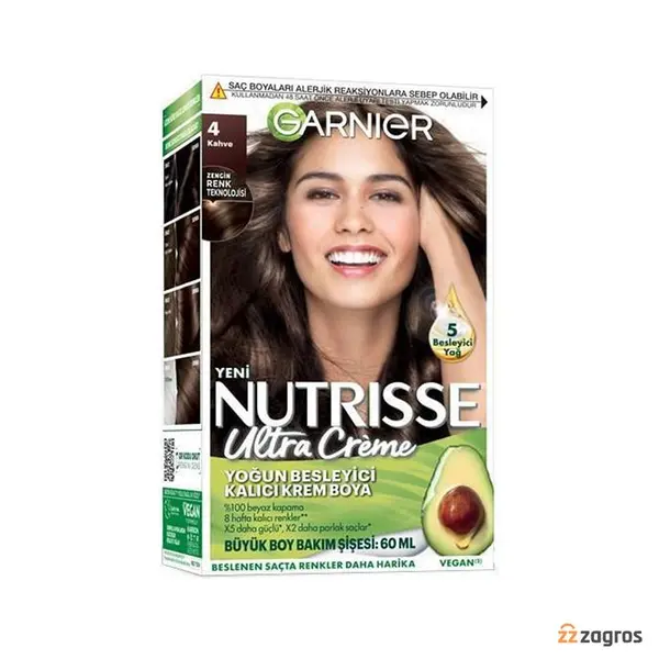 کیت رنگ مو گارنیر سری Nutrisse Ultra Creme شماره 4 پایه رنگ قهوه ای - 4