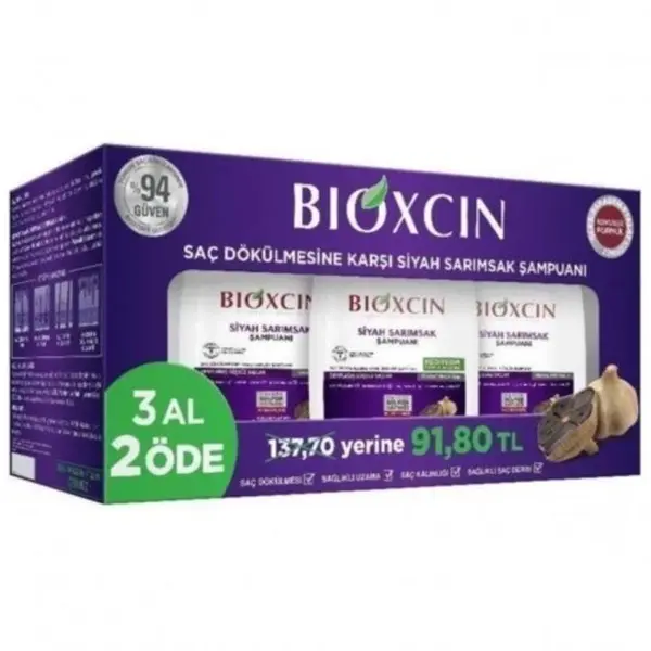 پک 3 عددی شامپو ضد ریزش بیوکسین Bioxcin عصاره سیر سیاه مناسب تمام موها حجم 300 میل - 2