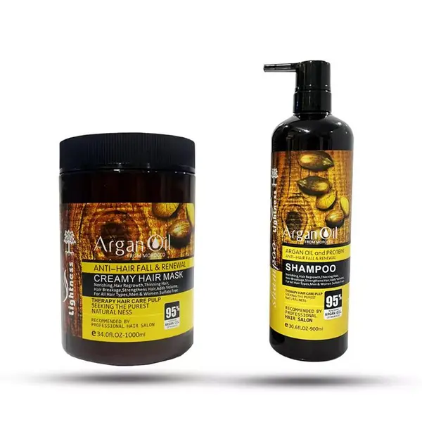 شامپو تقویت‌کننده و ترمیم کننده مو لایتنس مدل argan حجم 900 میلی‌لیتر به همراه ماسک مو لایتنس مدل argan oil حجم 1000 میلی‌لیتر - 2