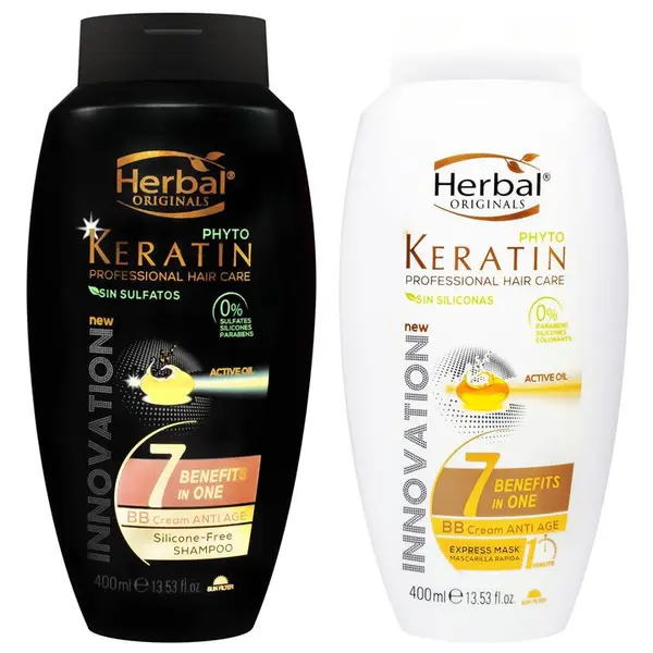 شامپو بدون سولفات هربال سری Phyto Keratin مدل 7 Benefits حجم 400 میل - 3