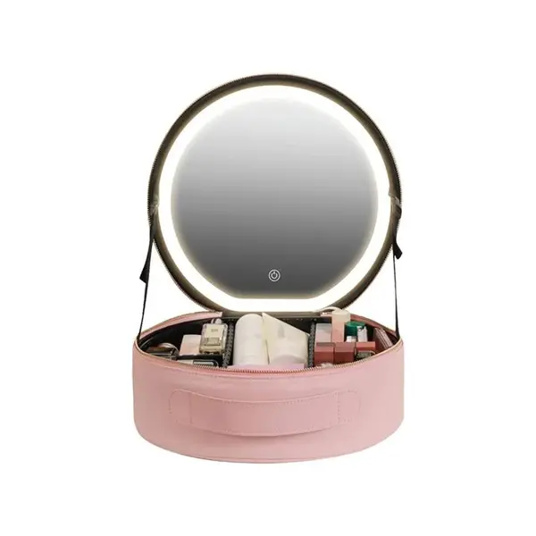 کیف لوازم آرایشی با آینه چراغ دار لمسی صورتی گرین لاین مدل Green Lion Makeup Organizer Pro - 2
