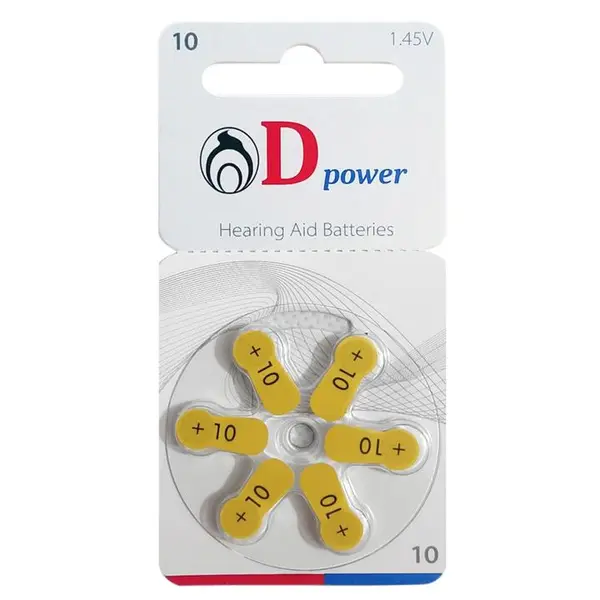 باتری سمعک Dpower شماره 10 بسته 6 عددی - 6